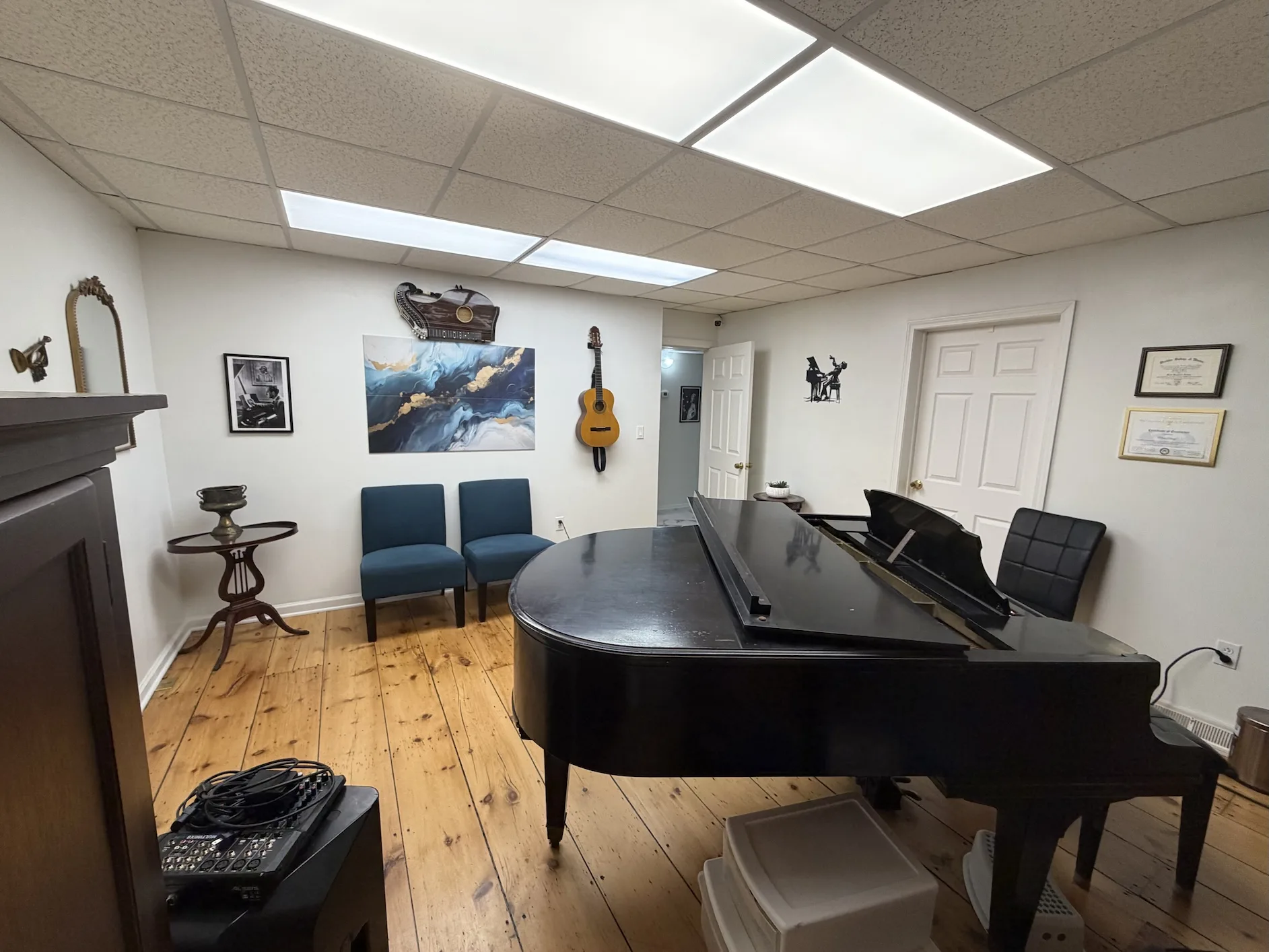 Grand piano in a Morristown music studio