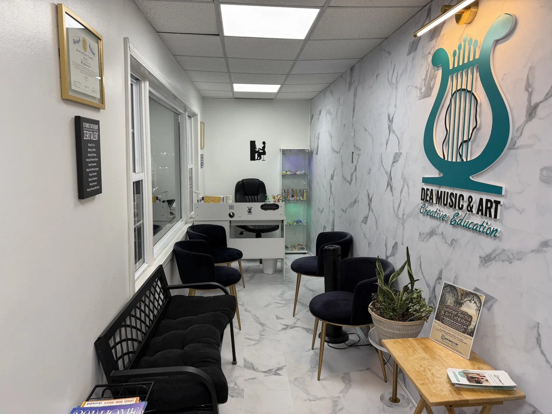 DEA Music and Art lobby and seating in Morristown